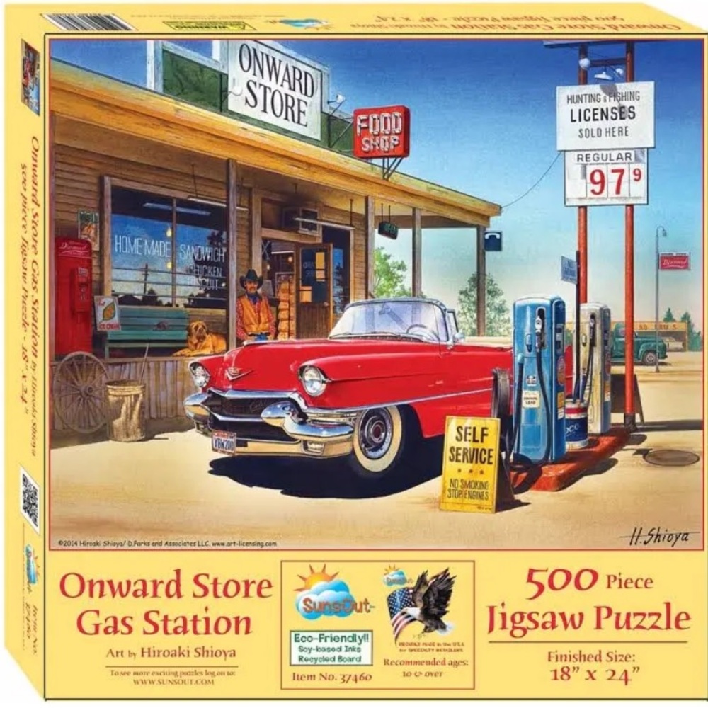 Onward Store Gas Station 500 pc Jigsaw Puzzle 🧩 Factory Sealed ⭐️ NEW ⭐️ SunsOut - Picture 5 of 16